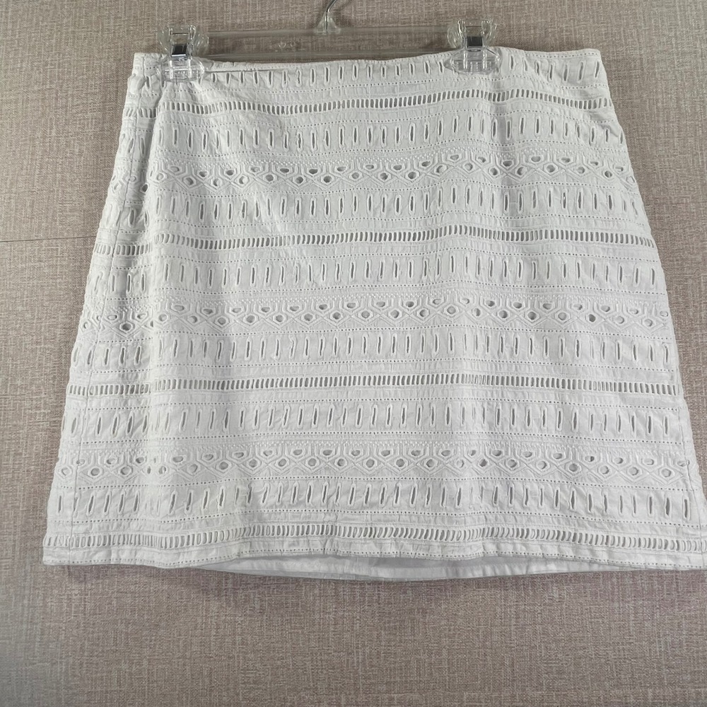 GAP Womens White Eyelet Cotton Mini Skirt Size 10 Embroidered A-Line Lined